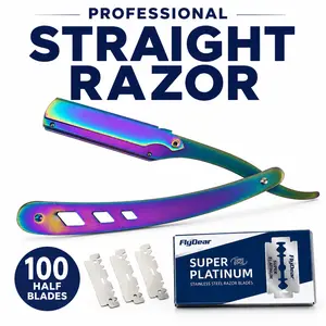 Professional Barber Straight Orange Razor for Men – Straight Edge Colored Razor with 100 Blades Included Sleek Reusable Stainless Steel shaving gear easy replacement manual shaver kit sharp shave gift beard daily groom travel razorkit Matte Durable handle