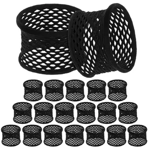 20 count Large  Hair Ties Thick Hollow  Stretch Ponytail Ties Netted  Elastics Scrunchies for Thick Heavy Curly Hair(Black)