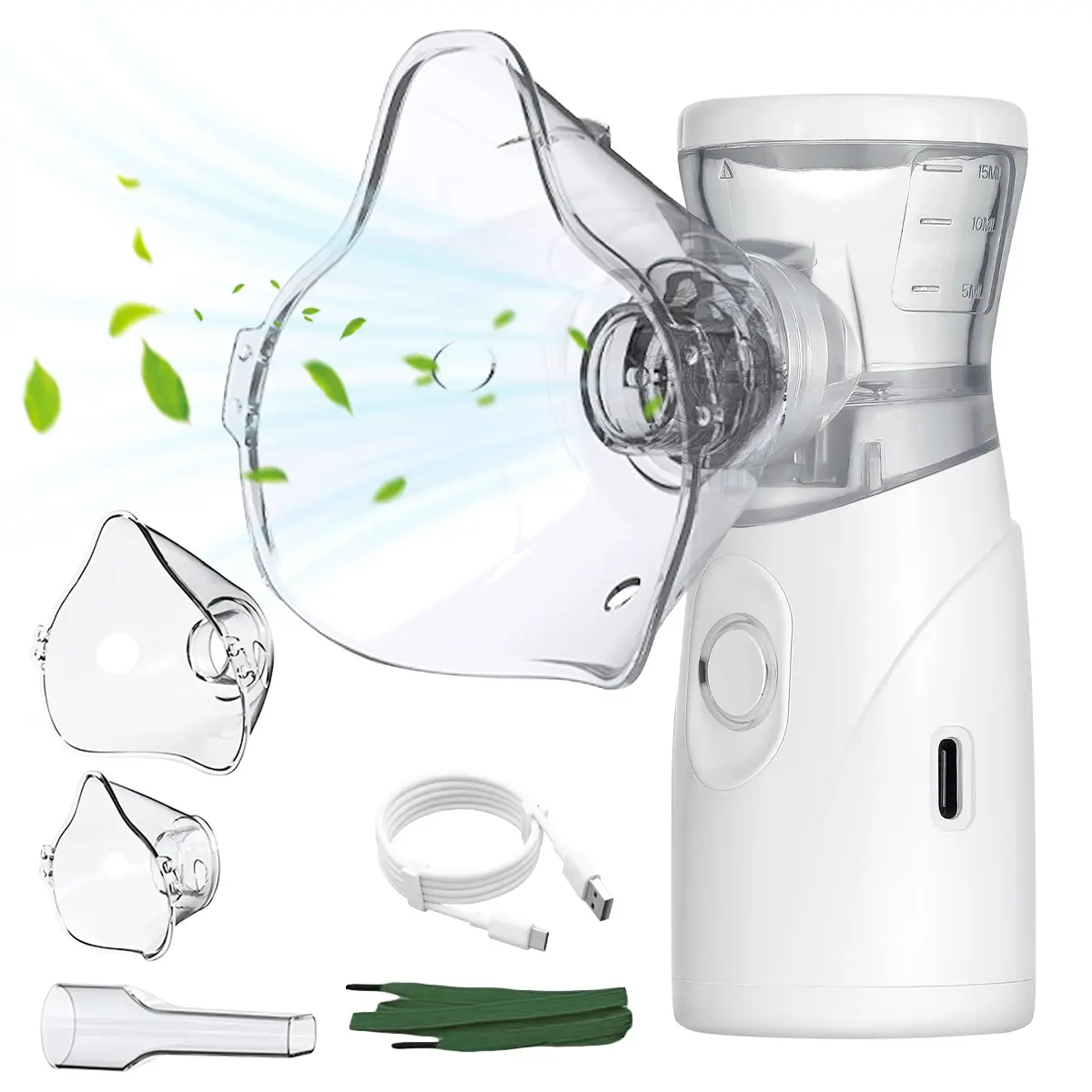 Handheld Ultrasonic Nebulizer, Portable Home Nebulizer, Rechargeable Mesh Nebulizer, Includes Face Mask and Mouthpiece, Features a Compact and Self-Cleaning Design, Suitable for Home Use, Travel, and Respiratory Assistance.
