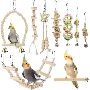 PURR LAB Bird Parrot Swing Toys, Chewing Standing Hanging Perch Hammock Climbing Ladder Bird Cage Toys for Budgerigar, Parakeet, Conure, Cockatiel, Mynah, Love Birds, Finches and Other Small to Medium Birds