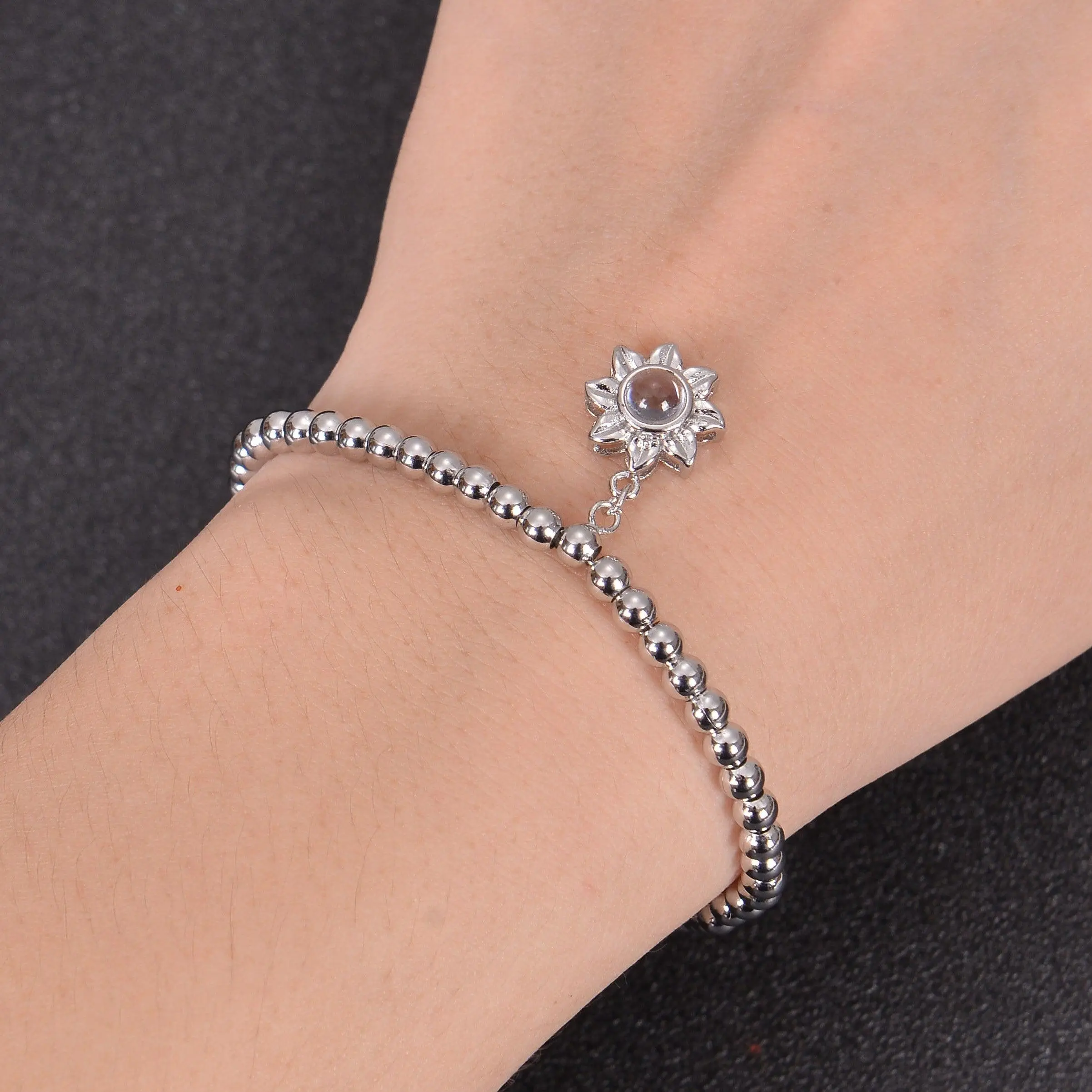 Personalized Photo Projection Sunflower Bracelet