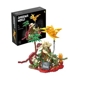 Dinosaur World Building Set 559 Pieces, Pterodactyl Dinosaur Volcano Scene Assembly Bricks, Kids Creative Construction Toy, Home Office Desk Decor
