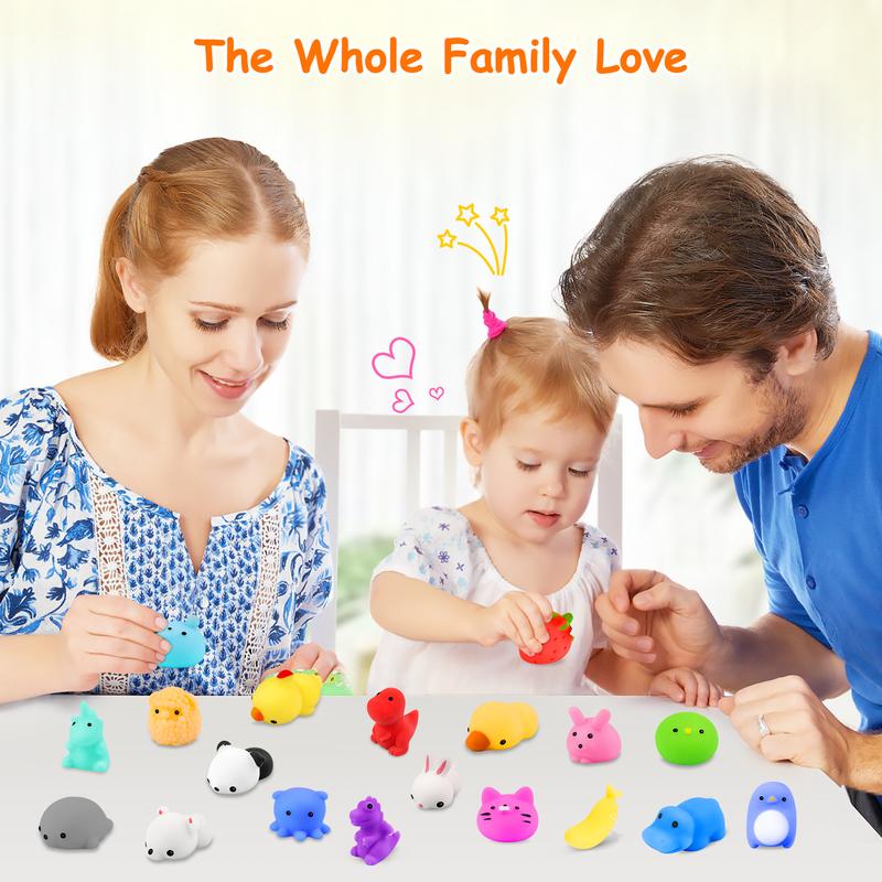 80pcs & 65pcs Mini Animal Mochi Squishy Toys Kawaii Stress Relief Toy Set for Kids Cute Soft and Colorful Squeeze Toys Perfect for Birthday Party Favors Classroom Rewards Goodie Bag Fillers Holiday Gifts Random Assortment Fun for Boys and Girls