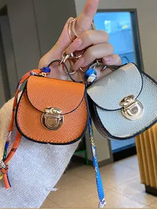 Mini Leather Wallet in Saddle Shape, Scarf Strap Keychain, Keychain for Bags, Compact and Stylish Accessory, Perfect for Everyday Use