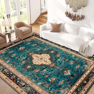 Vintage Floral Pattern Area Rug, 1 Count Non-slip Soft Floor Mat, Machine Washable Decorative Carpet for Home Living Room Bedroom Kitchen Study Room