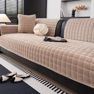 Velvet Couch Covers for Sofa, Sofa Covers Washable Sectional, Small Anti-Slip Sofa Slipcovers for Armrest and Backrest(1pc, Light Brown, 28"*28")