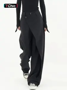 Asymmetrical Solid Color Casual Casual Straight Pants Women
