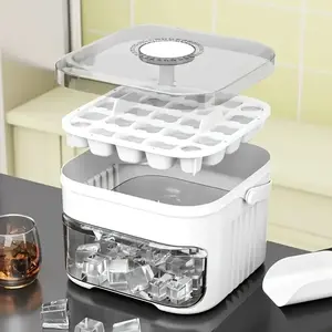 Double Layer Ice Cube Mold, Durable Reusable Plastic, Food Grade Storage Tray for Coffee Juice Cold Drinks, Home Bar Accessories, Ideal for Party Refrigerator Organization