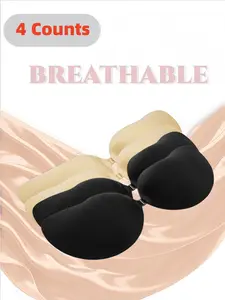1/2/4 Counts Women’s Invisible Silicone Breast Pasties, Self Adhesive Push Up Lift Nipple Covers, Ultra Thin Comfortable & Breathable Design, Skin Friendly Reusable Sticky Bras, Coverage & Natural Lift, Ideal For Daily Wear, Parties, Weddings, Fit