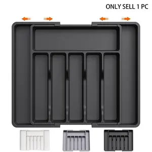 Expandable Cutlery Drawer Organizer, Adjustable Kitchen Silverware Organizer, Large Kitchen Cutlery and Flatware Tray for Knives, Forks, Spoons & Various Cooking Utensils, Durable Storage Organizer