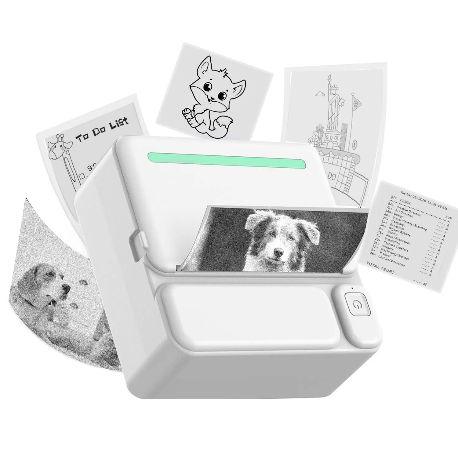 Portable Photo Printer, Handheld Thermal Photo Printer, Mini Pocket Thermal Printer for Study, Photo Printing Machine for iPhone & Android