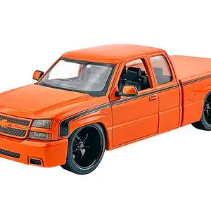 2006 Chevrolet Silverado Custom Pickup Truck Orange Metallic with Black Stripes "Die-Cast Collection" Series 1/25 Diecast Model Car by Motormax