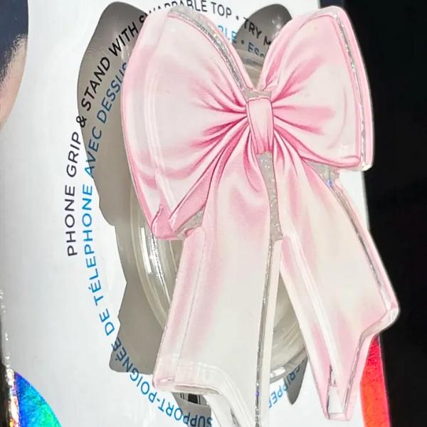 Pink Bow Kindle & Phone Grip, Spooky Handmade Halloween Popsocket ,Resin Acrylic, Glitter Coquette Grip, Magnetic Kindle Holder, Gift For Her, Bookish Merch Gift for Book Lover