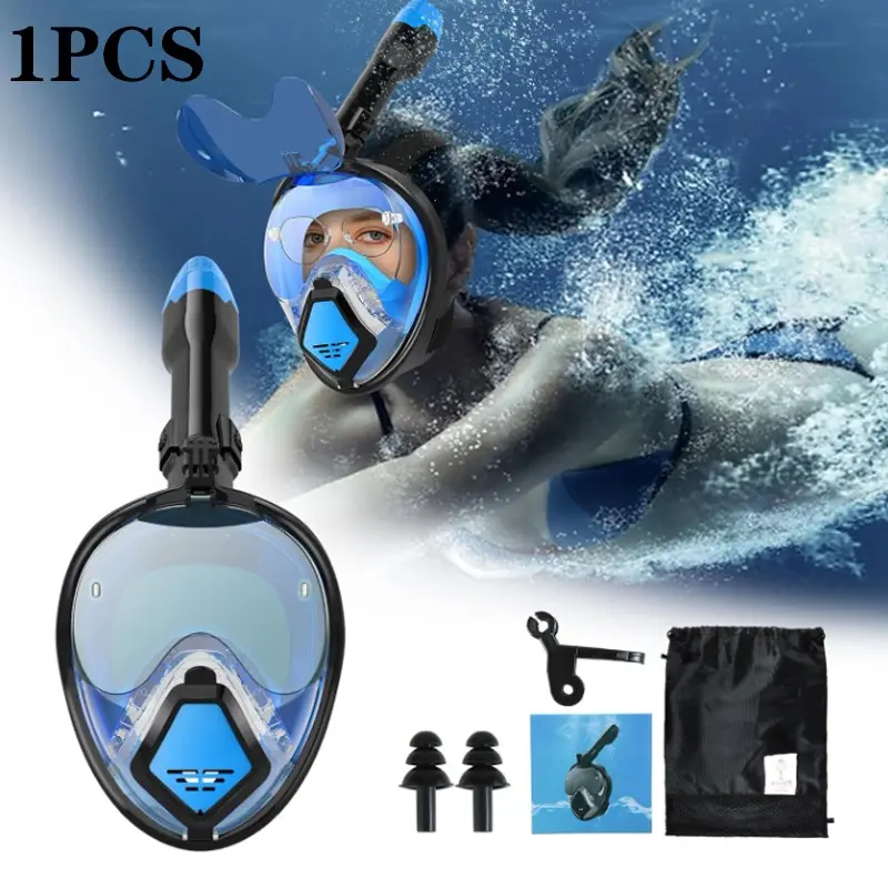 Adult Diving Mask Set, Full Face Snorkeling Mask, Waterproof Anti-Fog Swimming Goggles, Easy Breathing System, Safe Drysuit Dive Gear