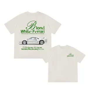 Relaxed Fit Ferrari Tee – White Graphic Shirt with Blonde Style