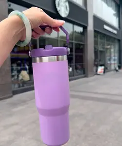Stan Limited Edition X LOVESHACKFANCY 30 OZ H2.0 Tumblerwith Handle, Double Walled Vacuum Insulated Stainless Steel Water Bottle for Outdoor Camping Mug Cup Drinkware Portable Lid  Reusable Washable