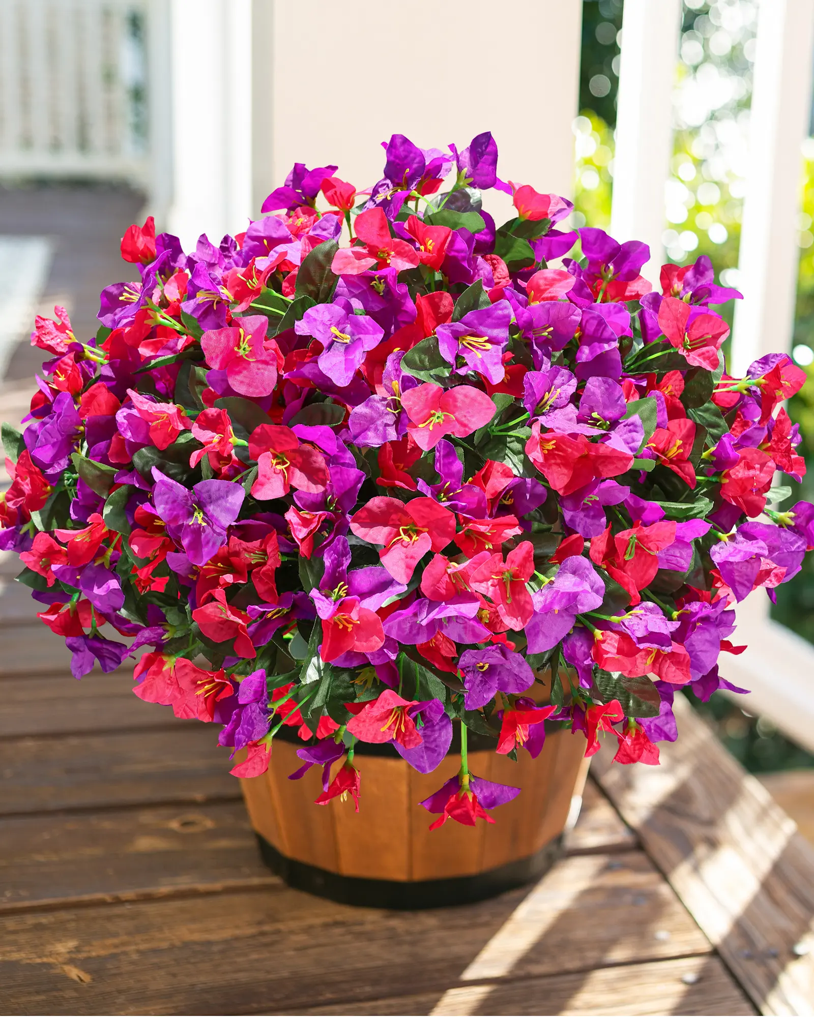 Ivydale 4PCS Purple Fake Bougainvillea Climbing Vines Artificial Silk Flowers, UV-Resistant Outdoor Faux Plants for Planter Patio Garden Spring Summer Home Decor, Climbing Vines Artificial Flowers