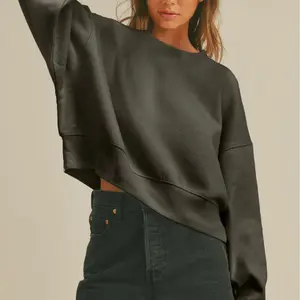 Perry Cropped Oversized Long Sleeves Buttery Soft Sweatshirt Loungwear