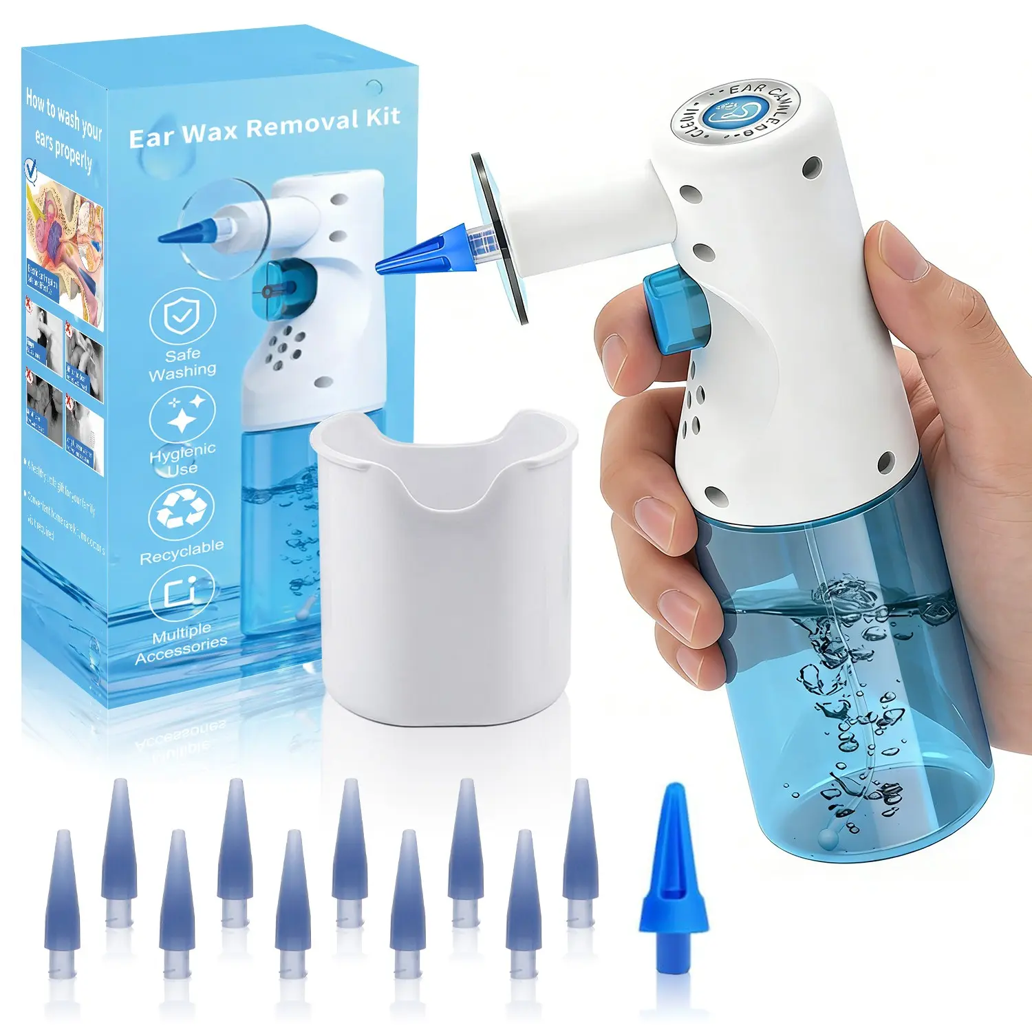 Ear Flushing Machine Earwax Removal Kit, Ear Cleaning Agent, Manual Ear Irrigation System ...