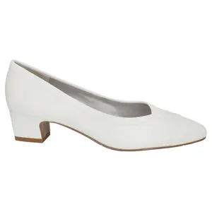 Easy Street Womens Myrtle Round Toe Block Pumps Dress Casual Low Heel 1-2" - White