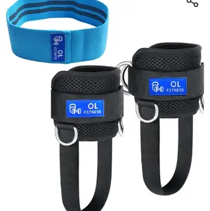 OL Fitness Ankle Straps for Cable Machine Pair with Resistance Band - Gym Ankle Strap Attachment for Kickbacks,Glute Workouts,Weight Lifting,Leg Workout 4 D-Ring