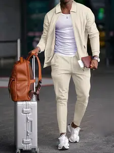 Men's Athletic 2-Piece Tracksuit Set, Sweatsuit With Pockets, Waffle Knit Fabric, Zip-Up Design, Long Sleeve & Jogger Pants, Ideal for Gym Workouts & Running, Tracksuit Sweat Suits, Sports Suit Tracksuits