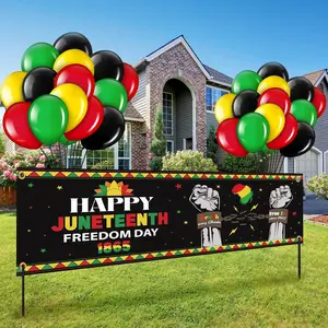 41 count Happy Juneteenth Decorations Large Fabric June 19th Yard Sign Outdoor Patriotic Juneteenth Banner with Latex Balloons for   Black History Month Holiday Party Supplies