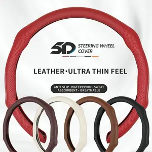 2026 New Car Models Red Leather Steering Wheel Cover | Quick Response, Non-Slip, Breathable & Ultra-Thin. Suitable for All Seasons with a Stylish Modern Sporty Design, Ensuring Improved Grip and Superior Driving Comfort.