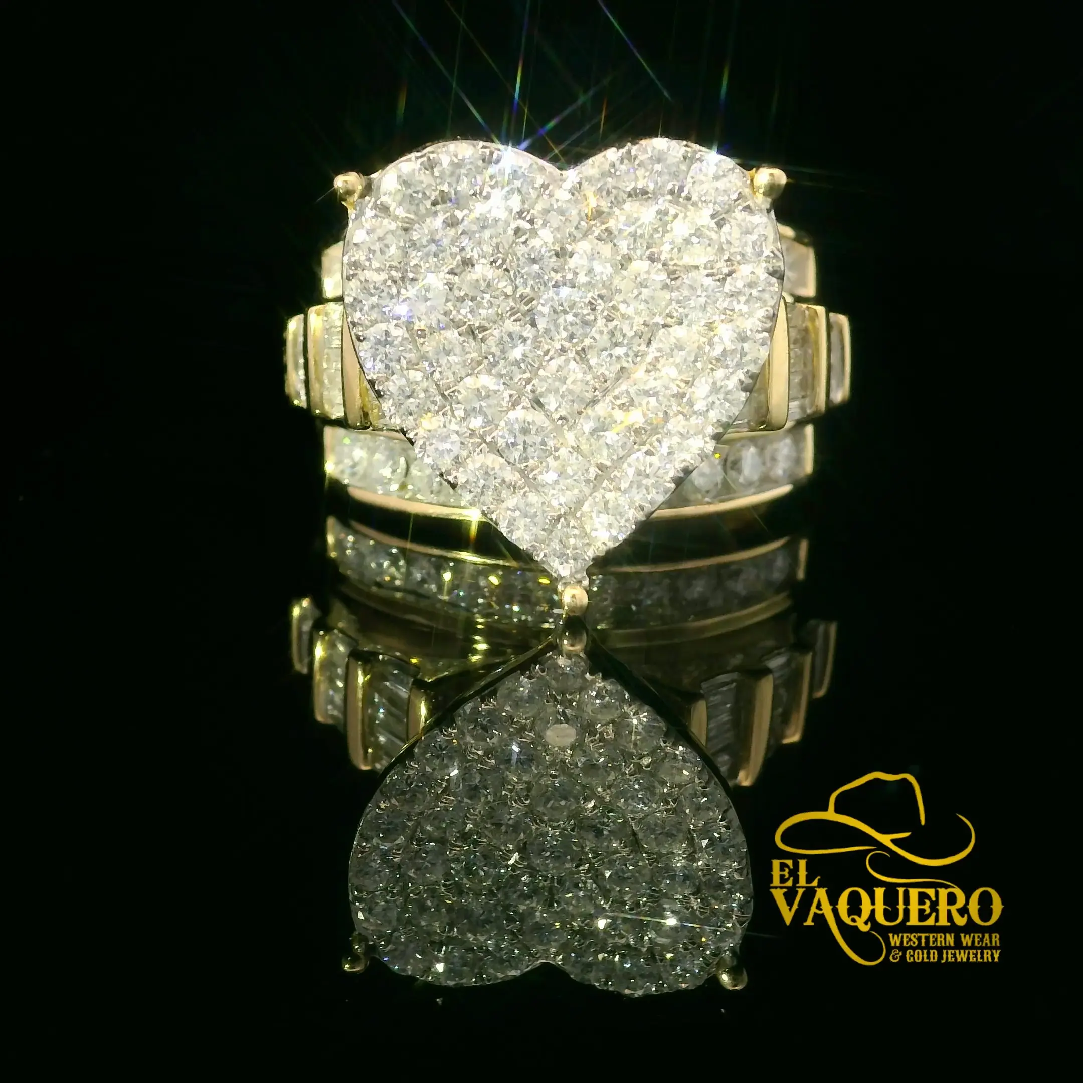 14K Gold Natural Diamond Heart Cluster Ring