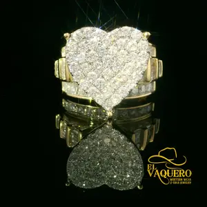 14K Gold Natural Diamond Heart Cluster Ring