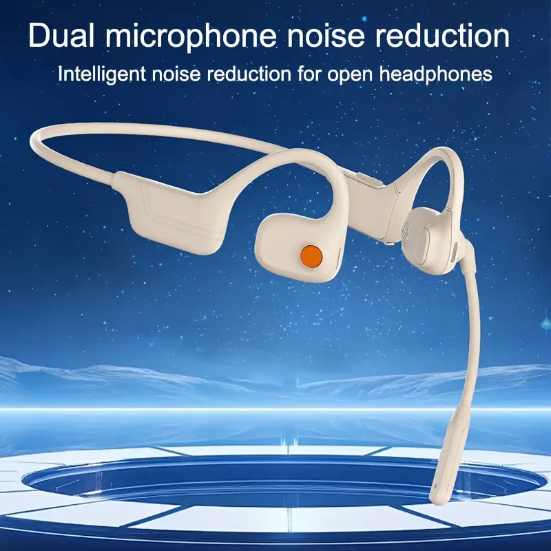 Sports & Outdoor Electronic Open-Ear Wireless 5.3 Air Conduction Headset, Dual-Mic CVC8.0 Noise Reduction, Push Button Controls, Type-C Port Rechargeable Plastic Charging, for Business, Driving & Tablet Use