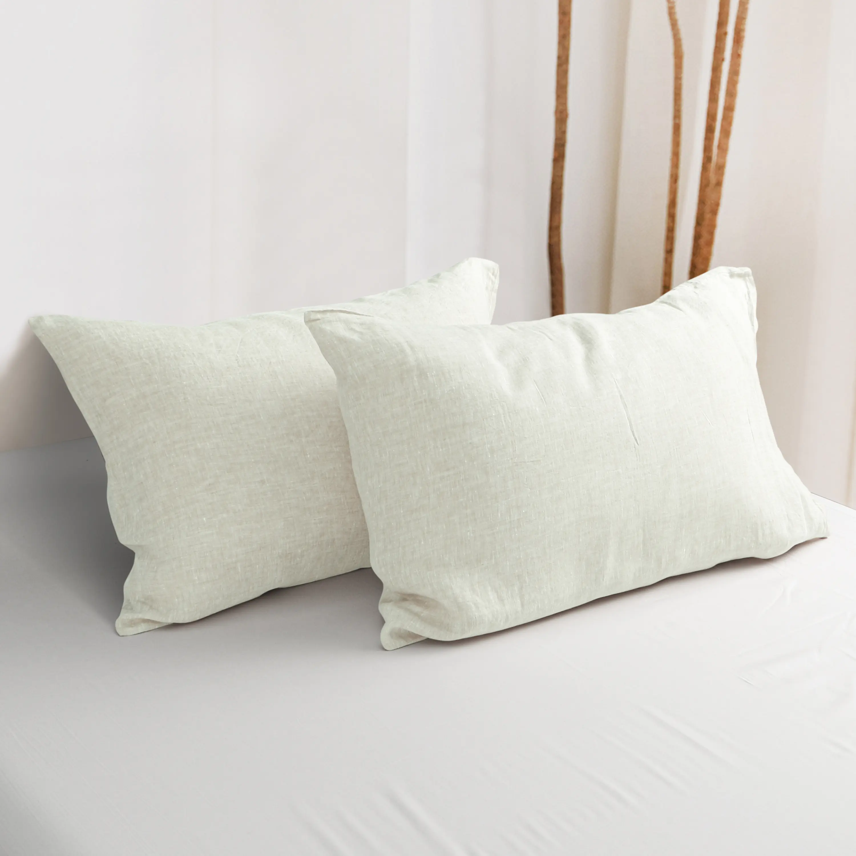 Bedsum 2-Pack French Linen Envelope Pillowcases - Sweat-Absorbent, Breathable, Soft, Comfortable for Cooling Sleep