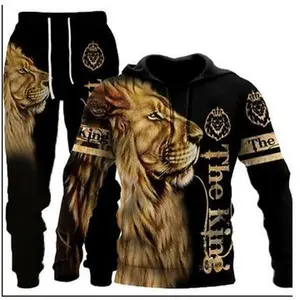 2025 European and American new men's suit 3D animal print hooded sweatshirt men's trendy casual sweatshirt Clothes Menswear Long Sleeve Breathable Soft Outdoor Sports Gamis Wetsuit