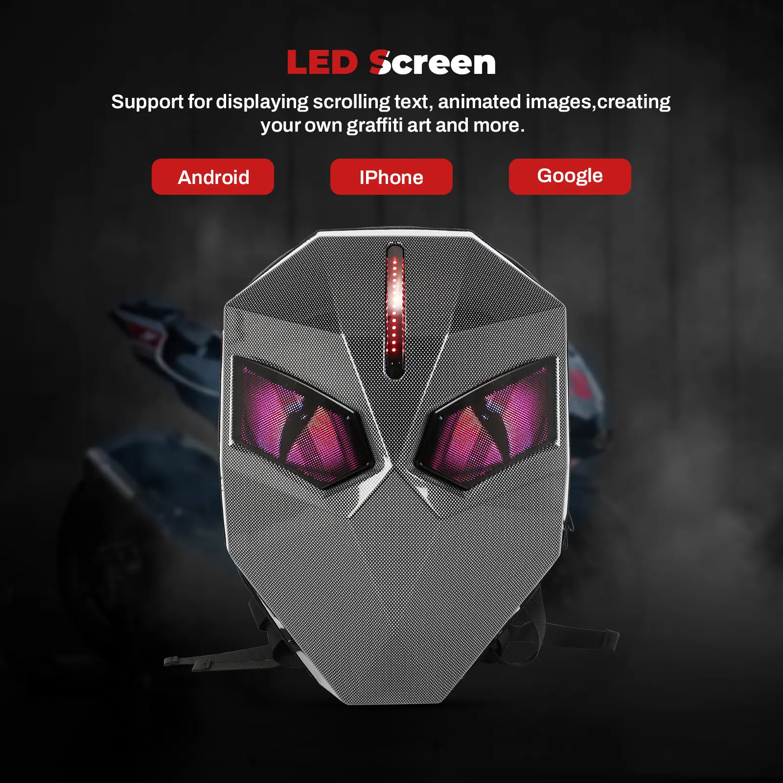 【DealsForYouDays】SCITOO Knight LED Motorcycle Backpack, Hard Case Riding Backpack DIY Motorbike Luggage Laptop Bag Waterproof,Large Size 19inch led backpack,father's day gift ideas,gifts for boyfriend summerwins,fathers day gift ideas