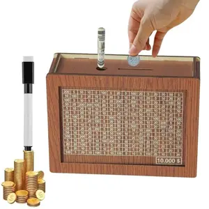 Handmade Wooden Money Box with Savings Counter for Kids