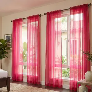 Summer Vibes, 34x95 Inch 4pcs Sheer Curtains for Living Room Bedroom Linen Sheer Curtains, Rod Pocket Luxury Black Out Curtains for Windows Apartment FT2539