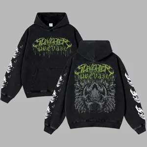 [Baby Gang] Slaughter to Prevail V5 Heavy Metal Washed Hoodie Slaughter to Prevail Tour 2026 Deathcore Unisex Oversize Rock Band Cotton Gift For Rock Music Lovers Vintage 90s Graphic Hoodie Graphic Streetwear