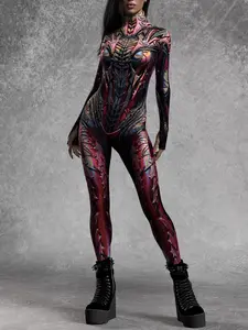 Halloween Party Costume, Sexy Bodycon Bodysuit, Cosplay Stage, Unique Role-Playing Dress, Festival Wear, Women's Fantasy Skeleton Suit