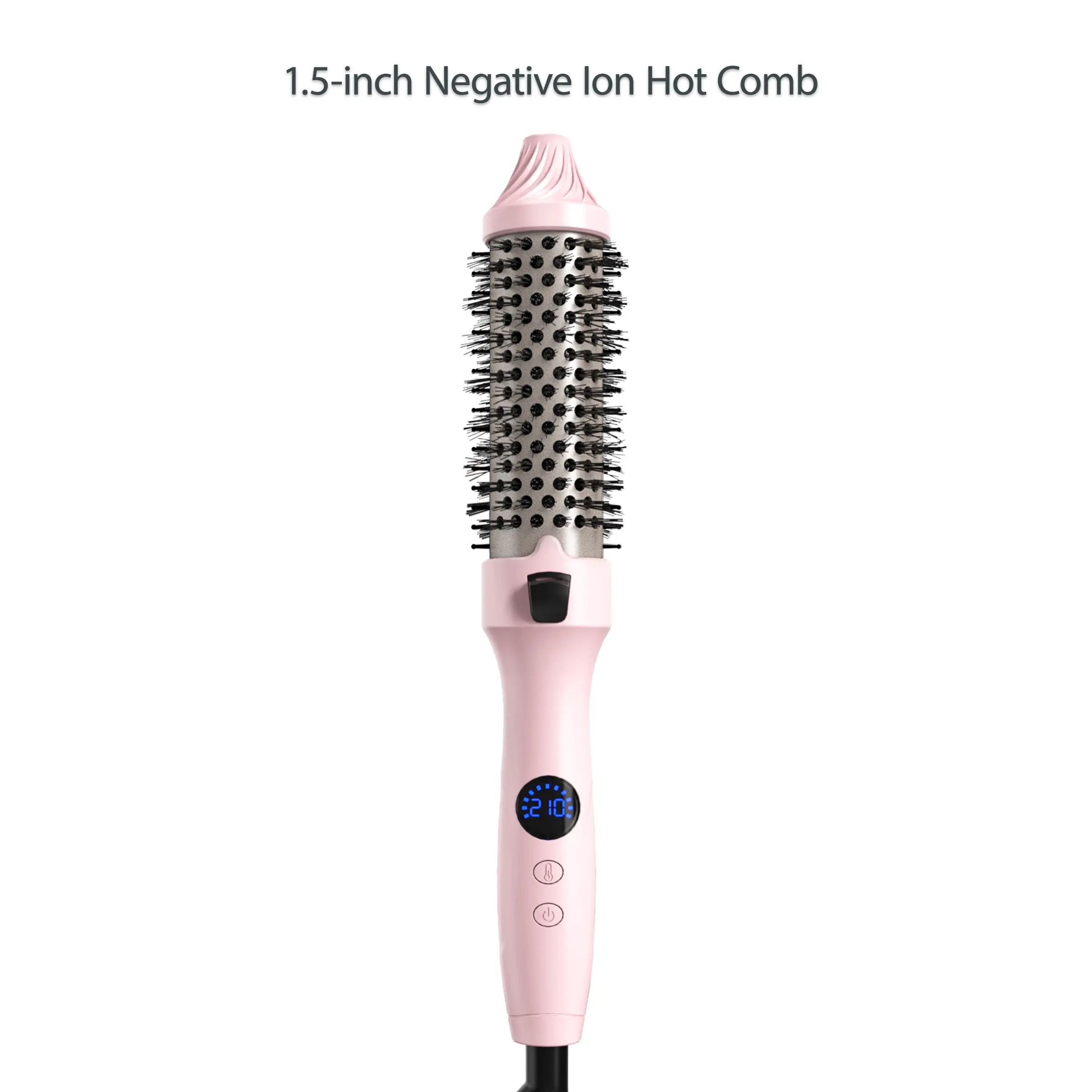 1.5-Inch Ionic Heated Thermal Brush,11 Adjustable Heat Settings (110°C–210°C) Fast Styling for Smooth,Curl & Volume Hair Styler,Pink