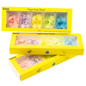 EQITG Portable Paper Soap Sheets for Hand Washing - (400 Sheets) Rose, Lavender, Lemon, Jasmine, Sea Salt Scents - Dissolvable Travel Soap Sheets for Camping, Hiking & Outdoor, Mini Pocket Hand Soap