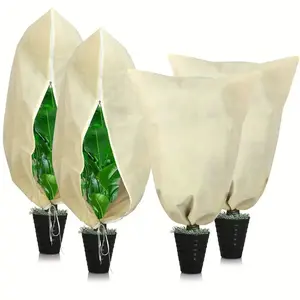 Winter Plant Covers Set of 4, Freeze-Proof Garden Warm Jacket Bags with Zipper Drawstring, Outdoor Plant Protection for Potted Trees & Shrubs