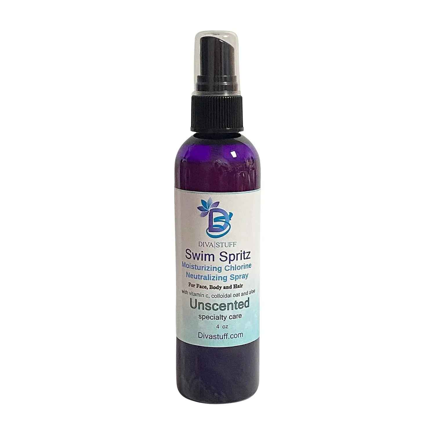 Diva Stuff Swim Spritz, Chlorine Neutralizing, Deodorizing and Moisturizing Mist For Body, Face And Hair, 4oz, Unscented
