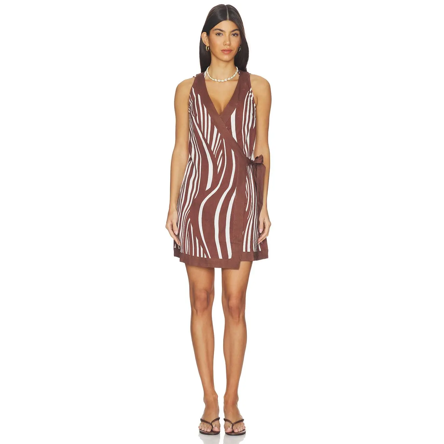 Seafolly Coastline Mini Wrap Dress in Cocoa