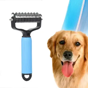 MW Pet Goods Professional Stainless Steel Double-Sided Pet Deshedding Comb, Grooming Essential Tool for Cats (Long & Short Hair) to Remove Knots & Loose Fur.dog accessories,things for dogs,cat essentials,dog accessories for large dogs.