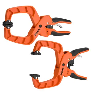 #fathersdaygift PONY 2-Pack 4-Inch Quick-Release Ratcheting Wood Clamps for Woodworking, Professional Hand Clamps with Box-Joint Design, Ergonomic Handles, 40 LBS Clamping Force