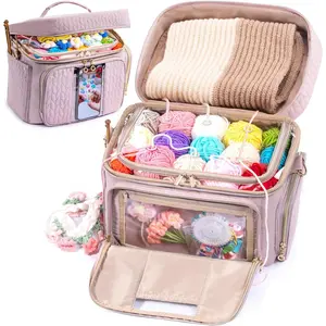 Crochet Bag Organizer - Yarn Bags for Crocheting - Crochet Storage Bag with Pockets for Crochet Hooks, Crochet Accessories - Yarn Organizers - Yarn Holders for Crocheting - Knitting Bags