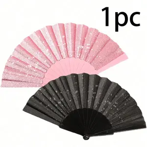 Shiny Hand Fan, Large Foldable Flashing Hand Fan, Portable Folding Fan, Waterproof Material, Ideal for Tai Chi, Parties, Concerts, Weddings, Birthday Gifts