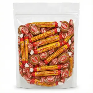 Goetze's Caramel Creams & Long Boys Mix 1lb - Coconut Chocolate & Bullseyes - Retro Chewy Candy Bulk - 50/50 Split - Old School Chewy Classics - Perfect for Grandma's Jar Refill