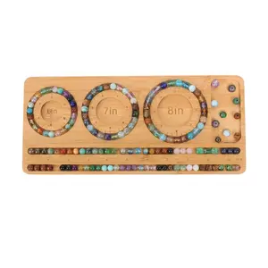 Bamboo Bead Board for Jewelry Making – Natural Bamboo Bracelet & Necklace Design Organizer with Grooved Sizes