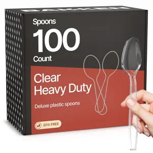 Bakken - 100 Piece Disposable Cutlery Set, Spoons, Durable Plastic Cutlery, BPA-Free Food Grade Materials, Heat Resistant, Reusable Party Utensils